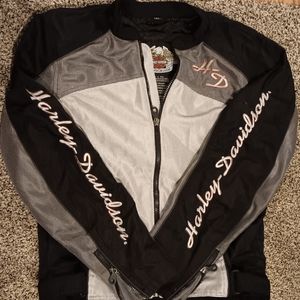 Women's Harley-Davidson Mesh Armored Riding Jacket sz Large Tall, Black & Silver